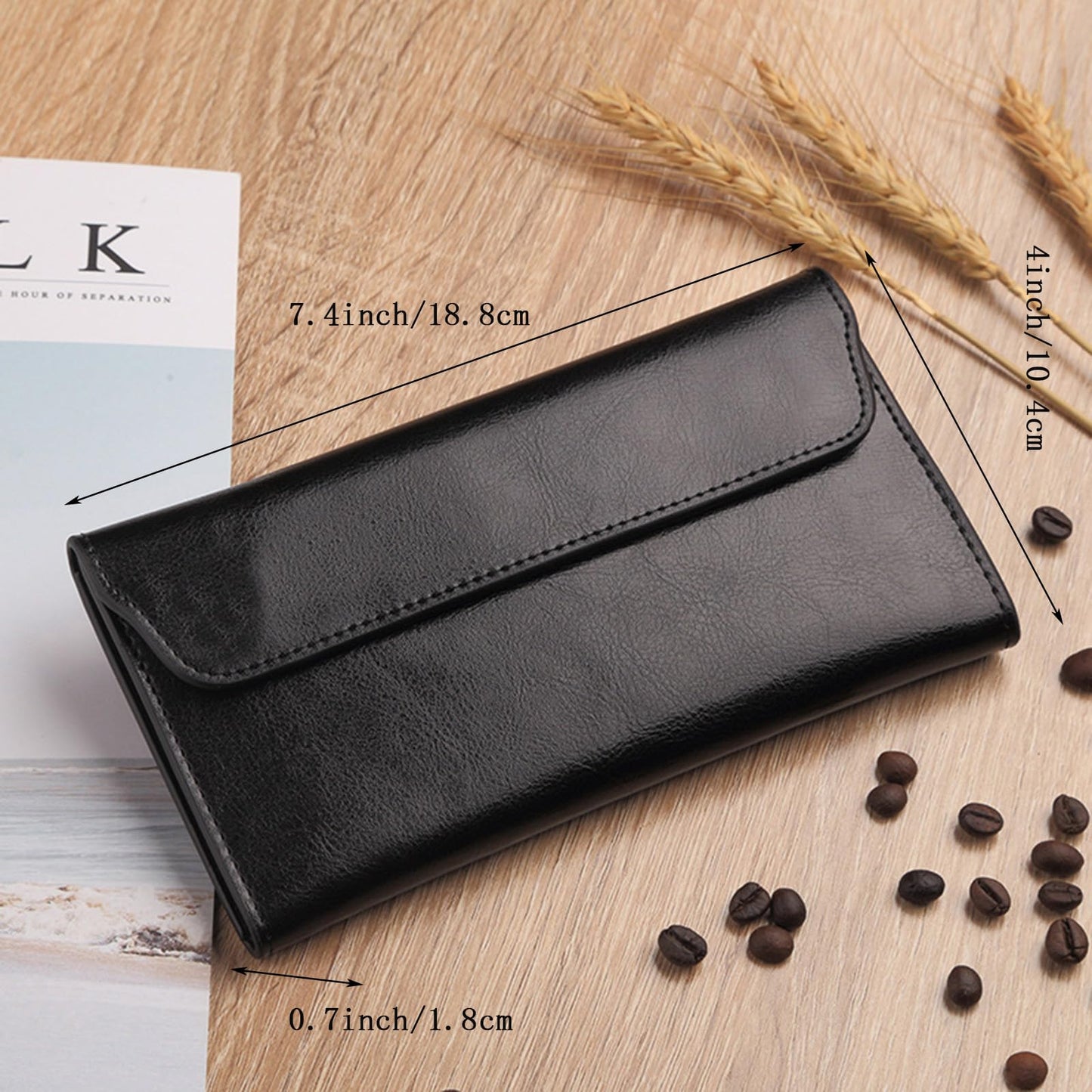 MUZZIOU Retro Leather Envelope Women's Phone Card Holder Wallet, Thin Large Capacity Multifunctiona Leather Wallet, Clutch Wallet for Mother's Day Thanksgiving Fashion Gift