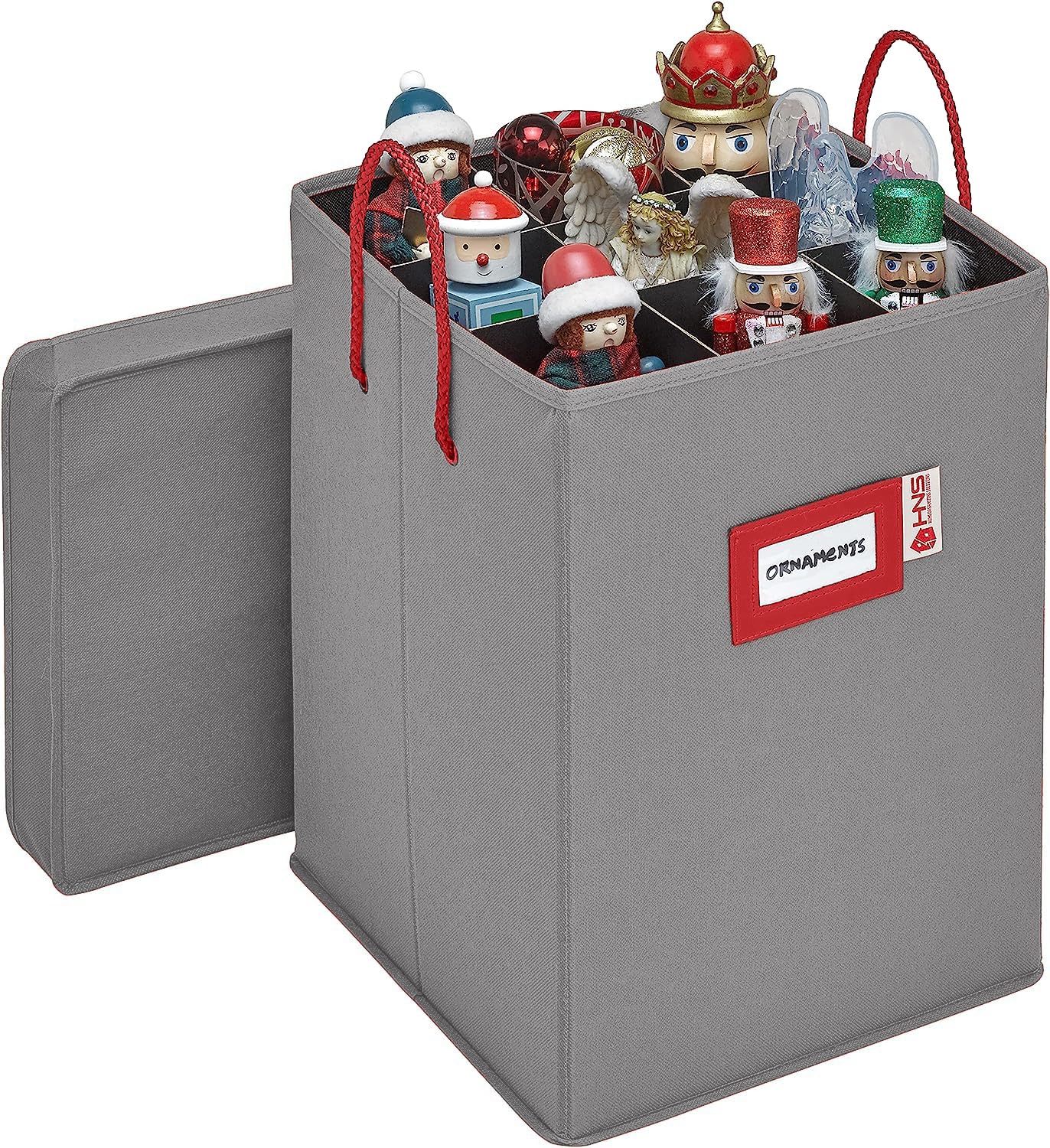 Christmas Nutcracker and Figurine Collectible Storage Box - Stores Up to 9-16" Tall Nutcrackers, Ornaments, and More - Holiday Decor Organizer with Adjustable Dividers - Nutcracker NOT Included