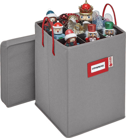 Christmas Nutcracker and Figurine Collectible Storage Box - Stores Up to 9-16" Tall Nutcrackers, Ornaments, and More - Holiday Decor Organizer with Adjustable Dividers - Nutcracker NOT Included