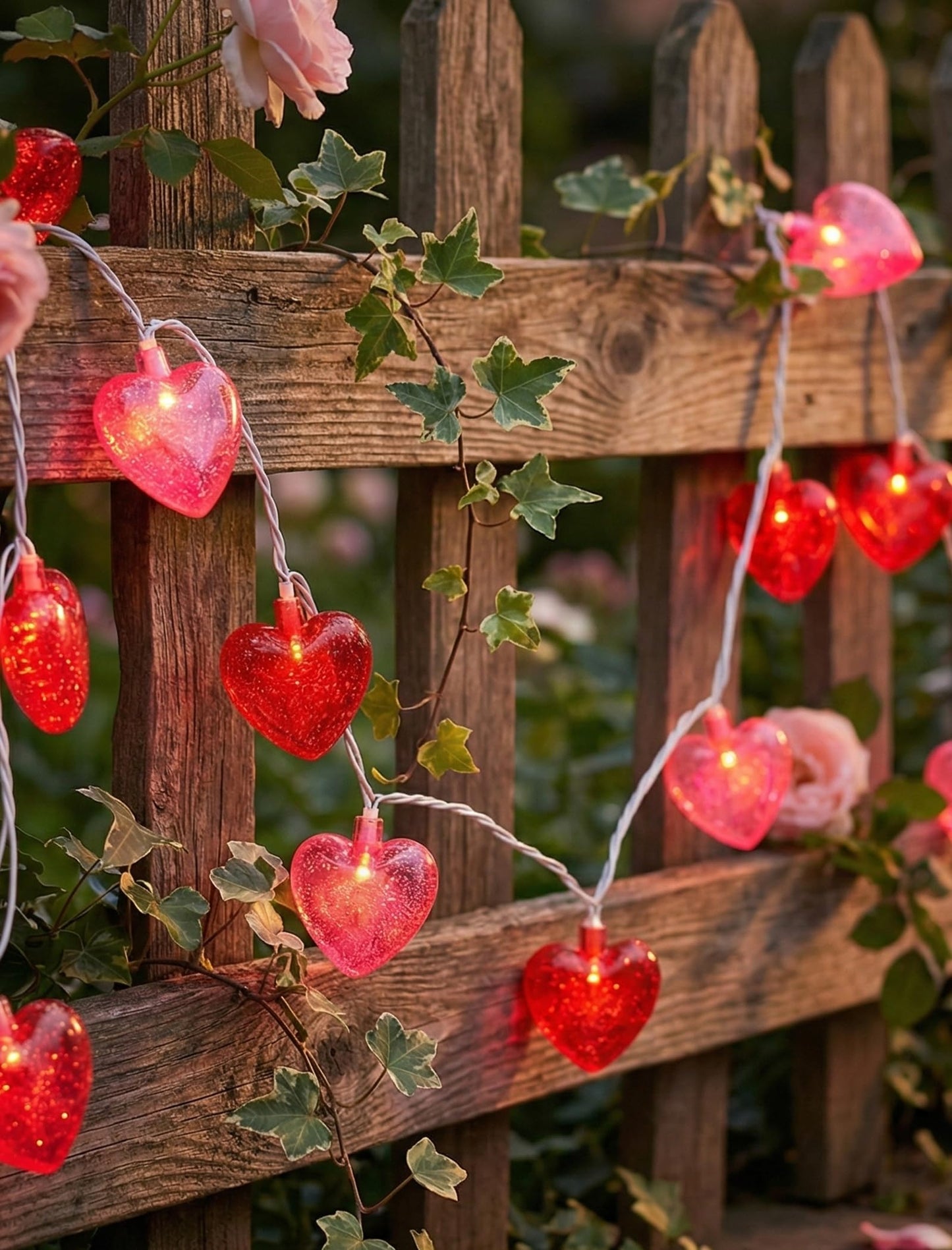 GOOTHY Heart String Lights, 8.5Ft Valentine's Day Decorations String Lights with 10 Pink and Red Heart Lights, Plug in Heart Fairy Lights for Bedroom Home Wedding Indoor Outdoor Valentine's Day Decor