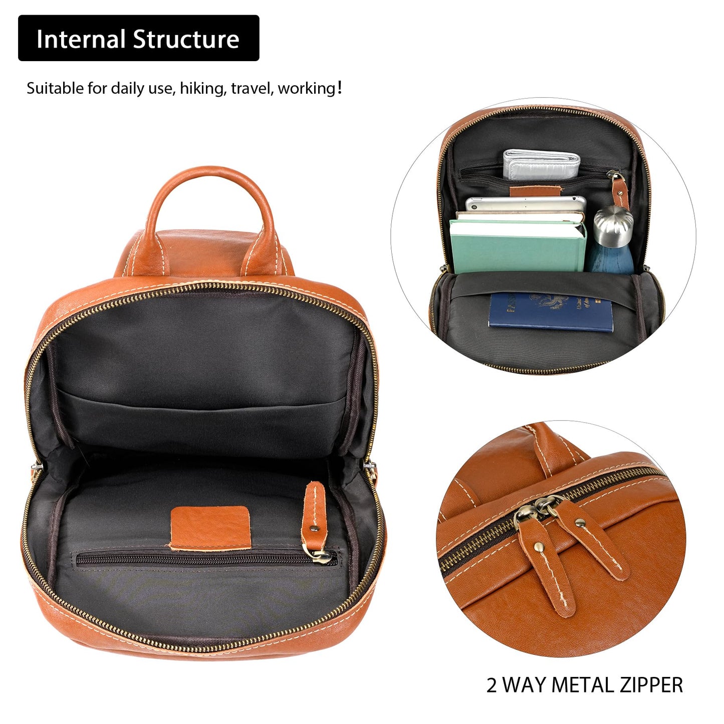LANNSYNE Vegetable Tanned Leather Sling Bag For Men Fits 10.5" iPad, Crossbody Chest Daypack