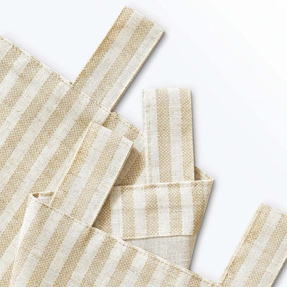 jinchan Tab Top Linen Kitchen Curtains 36 Inches Striped Tier Curtains Farmhouse Modern Cafe Style Small Window Treatments Airy Light Filtering Rod Pocket for Living Room Bathroom 2 Panels Beige