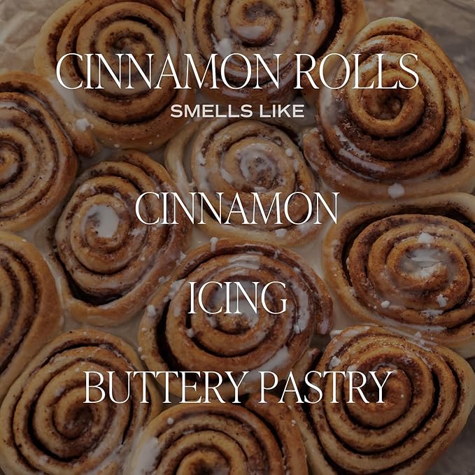 Sweet Water Decor Cinnamon Roll Candle - Cinnamon, Icing, Buttery Pastry Cinnamon Scented Candles for Fall - 11oz White Jar and Wood Lid, 50+ Hour Burn Time, Made in The USA