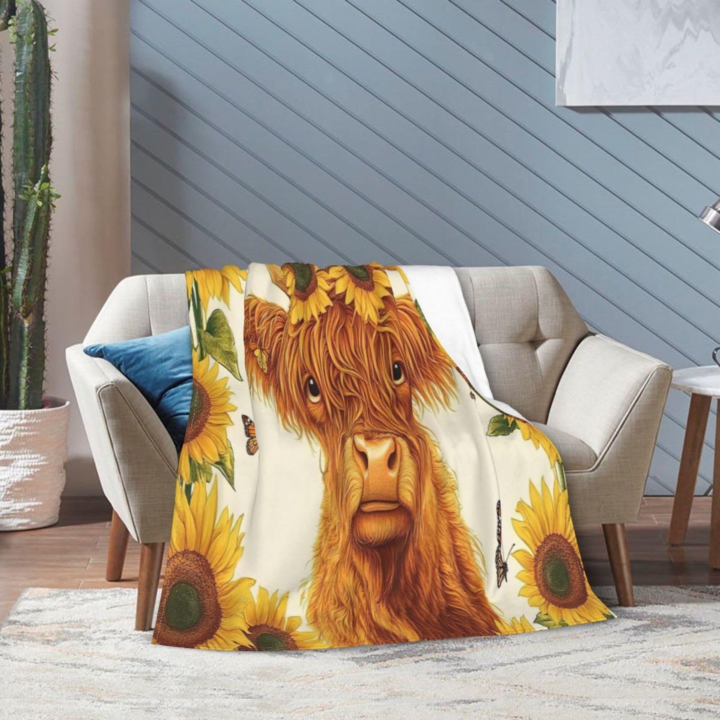 Highland Cow Blanket Cow Throw Blanket Super Soft Plush Flannel Bedding Gifts for Boys Girls Men Women Lovers Adults Stuff for Sofa Bed Room Decor 40"X50"