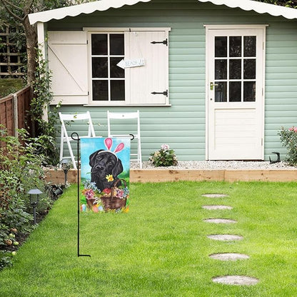Labrador Dog Lab Black Flower Egg Happy Easter Garden Flag Welcome Party Outdoor Outside Decorations Picks Home House Garden Yard Decor 12x18 Inch