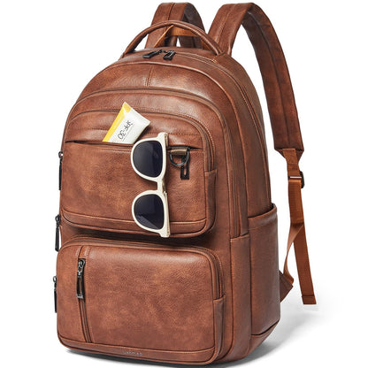 LATMAP Backpack Purse For Women Men Leather 17 16 15.6 Inch Laptop School Travel College Book Bag Work Diaper Nurse Teacher Handbag Large Brown