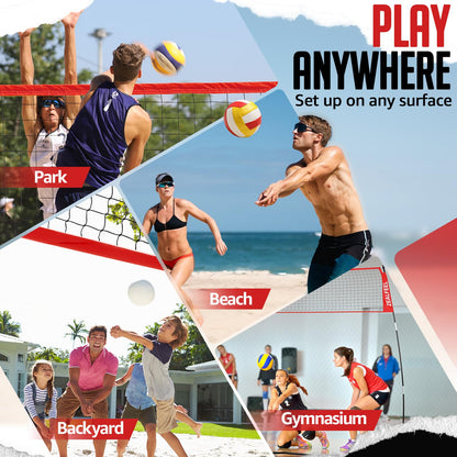 ZEALFEEL Volleyball Net, 20FT Volleyball Training Net Height Adjustable, Portable Freestanding Practice Net for Hitting or Serving Drills, Pop up Volley Ball Nets with Carry Bag for Backyard Outdoor