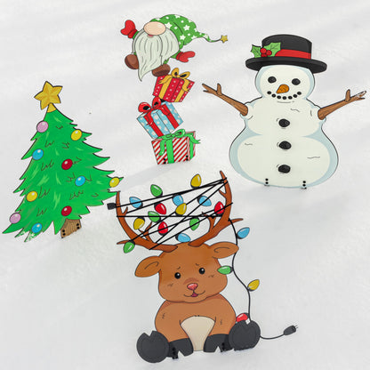 Christmas Metal Yard Signs- Set of 4 Different Adorable Designs- Large 16" Durable Outdoor Xmas Lawn Decorations w Metal Stakes for Easy Set Up- Make an Impact to Your Holiday Light and Garden Display
