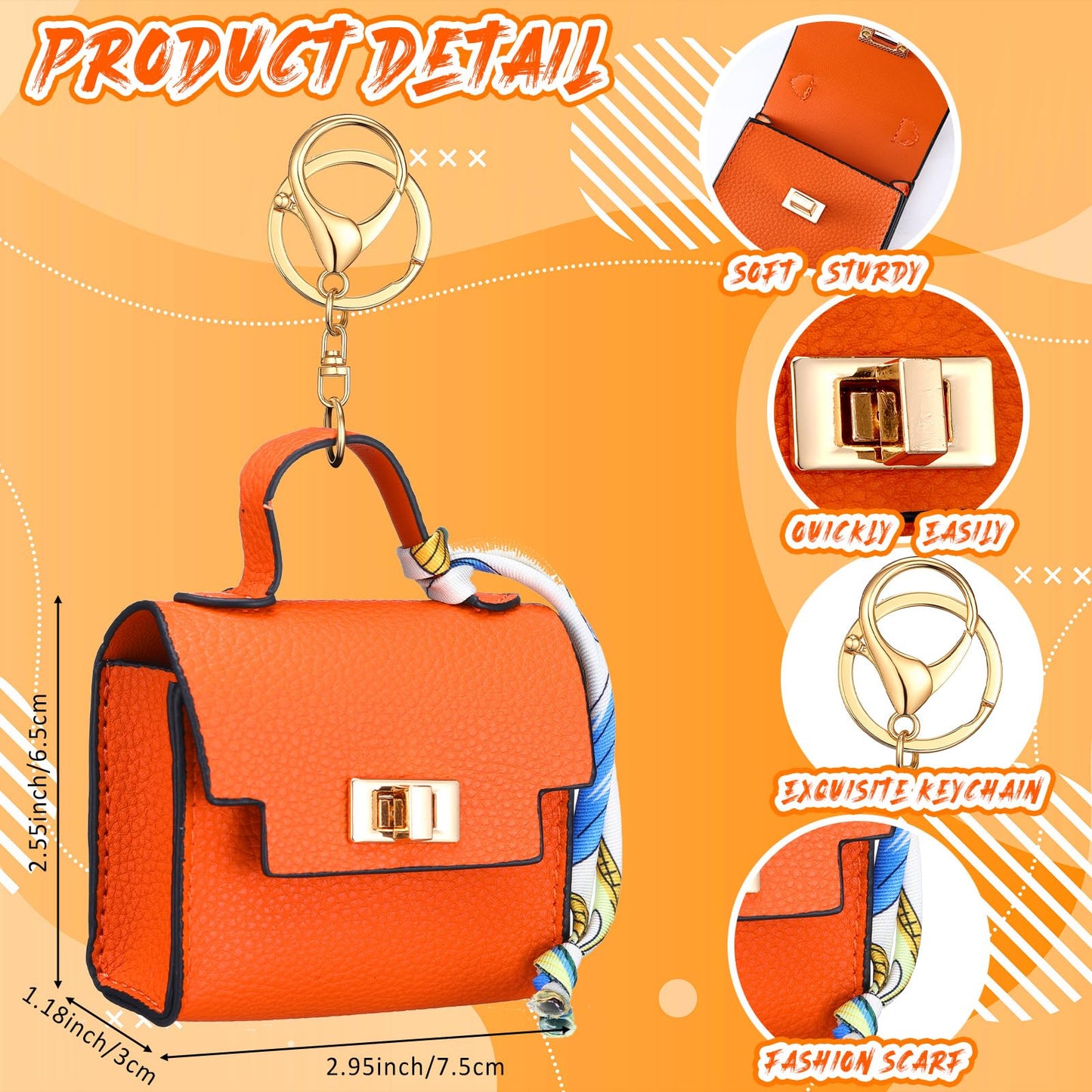 Tondiamo 4pcs Mini Backpack Keychain Coin Purse Keychain Mini Bag Pendents PU Leather Makeup Bag Change Pouch Cute Twist Lock Key Pocket Lipstick Bags for Women Headset Data Cable Organizer Gifts