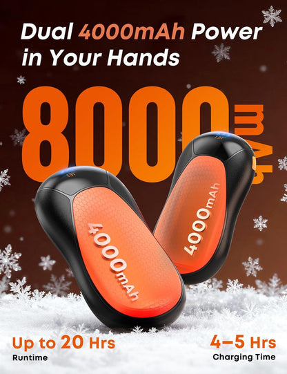 JIJ Rechargeable Hand Warmers 2 Pack - 8000mAh Electric Hand Warmers, Instant 2s Heating, 3 Heat Levels with Digital Display, Safe Gift for Men & Women – Camping, Hiking, Golf, Hunting, Birthday