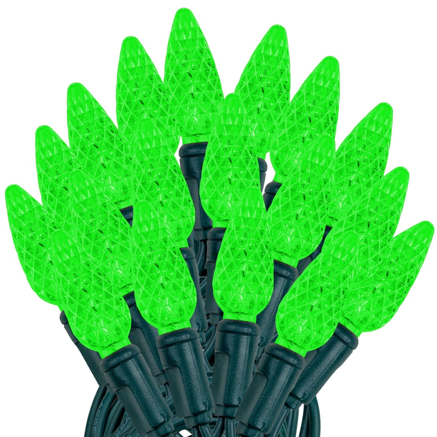 Novelty Lights 24FT 70 LED C6 Christmas String Lights, Outdoor Commercial Grade Tree Decorations, Permanent LED Lights (Green)