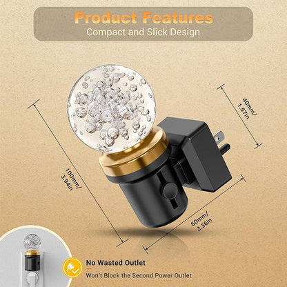 JandCase Night Lights Plug into Wall, Dimmable Night Light Pulg in, Globular Automatic Night Lights with Auto Light Sensor, Adjustable Brightness 3000K LED Night Light, for Bedroom Hallway