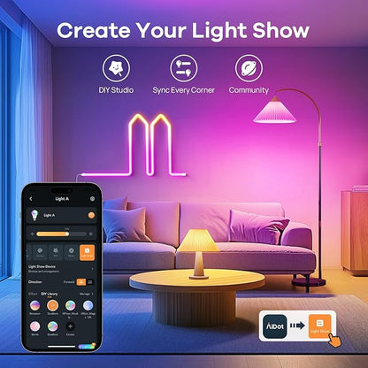 OREiN Matter Smart Light Bulb, 1600 Lumens 100W Equivalent Smart Light Bulbs, Color Changing Light Bulbs Work with Apple Home, Alexa, Google Home, SmartThings, A21 Smart Bulbs 2.4Ghz WiFi, 2Pack