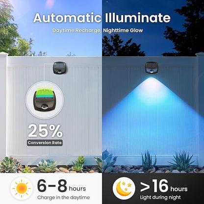 SOLPEX Solar Lights Outdoor Waterproof IP65, Solar Stair Lights Outdoor for Fence, Deck, Step, RGB Multicolor LED 11 Lighting Modes House Wall Light for Porch, Backyard, Fence, Garden Decor-8 Pack