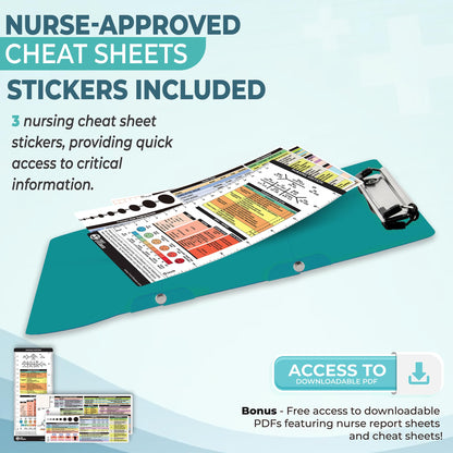 First Lifesaver Foldable Nurse Clipboard, 3 Layers Aluminum, Teal Blue