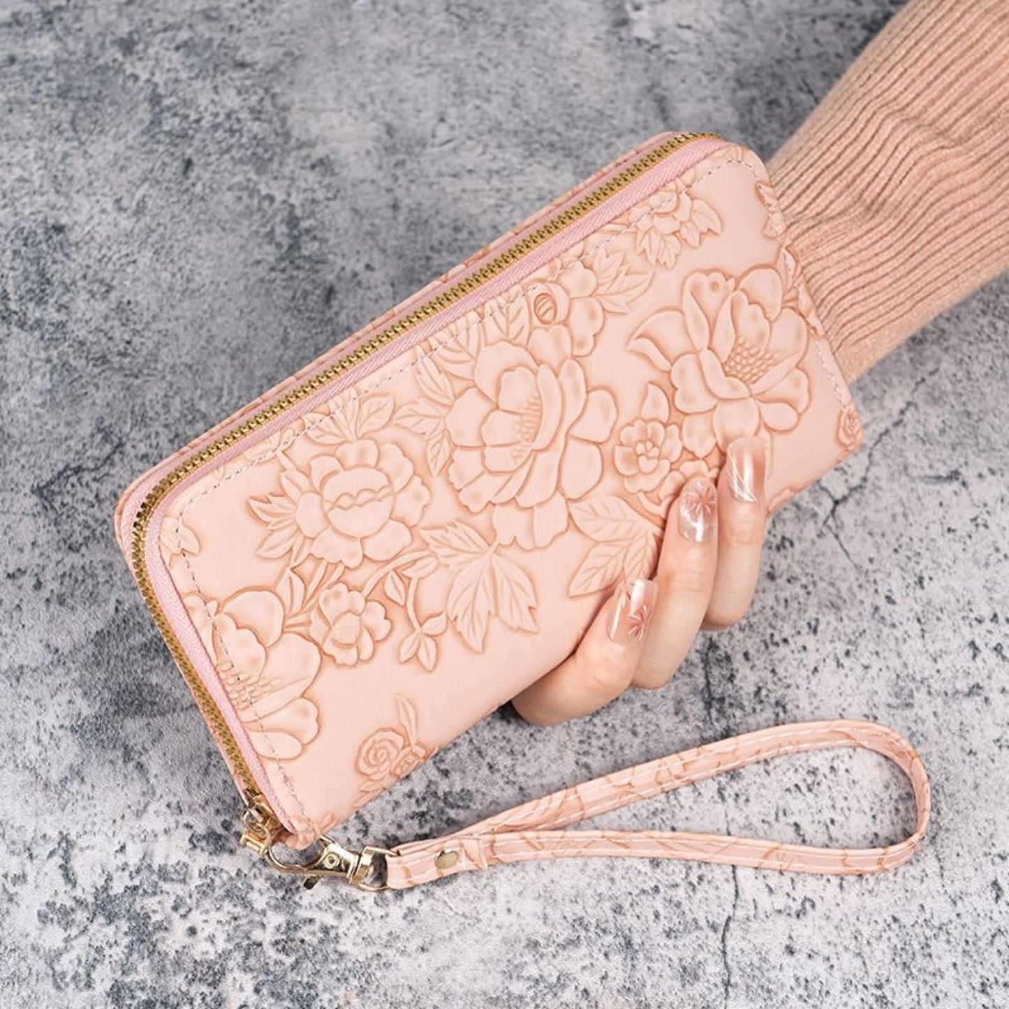 Bakurok Womens Wallet RFID Wristlet Wallet for Women Cute Floral Leather Credit Card Holder Wallet Ladies Clutch Long Purses