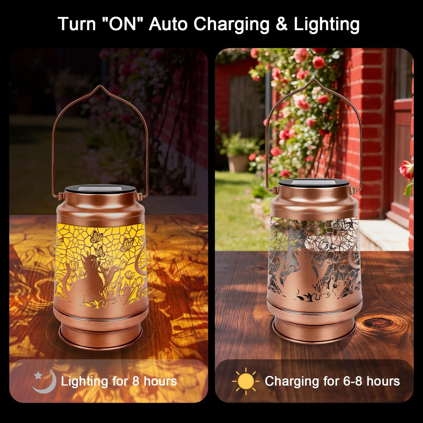 Cat Solar Lanterns Outdoor Waterproof - Wxiben Cat Lovers Gifts for Women Mom Grandma, Birthday Christmas Mother's Day Housewarming Gifts, Hanging Solar Lights for Garden Yard Tabletop Patio Decor