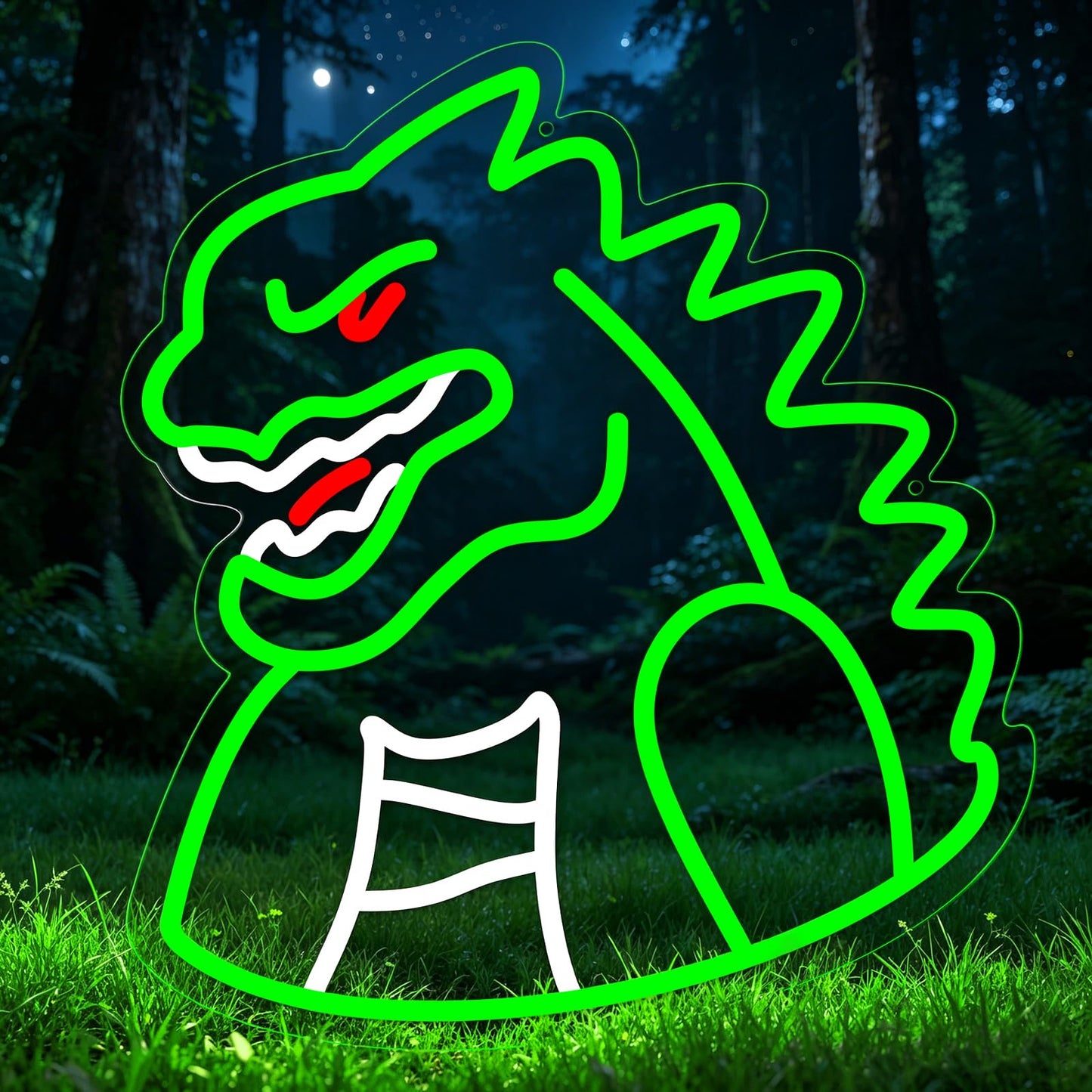 Monster Neon Sign Lights for Wall Decor, Dinosaur LED Sign for Room and Man Cave Decor, Dimmable Powered LED Signs for Boys Bedroom, Party, Birthday, Christmas Gift