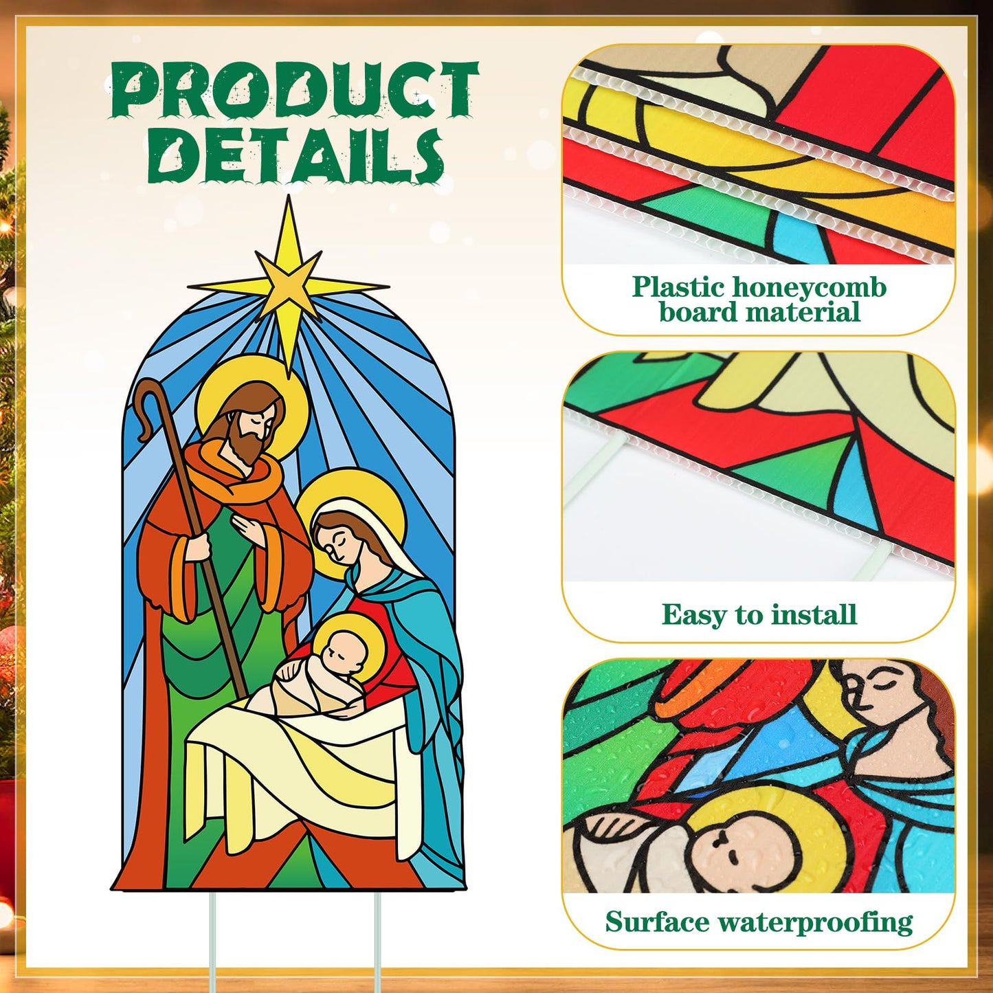 Kathfly 9 Pcs Outdoor Nativity Scene Yard Sign with Stakes Holy Christmas Nativity Yard Stakes Lawn Sign Religious Three Kings Gifts Christmas Decorations for Xmas Party Outdoor Garden Lawn Decoration
