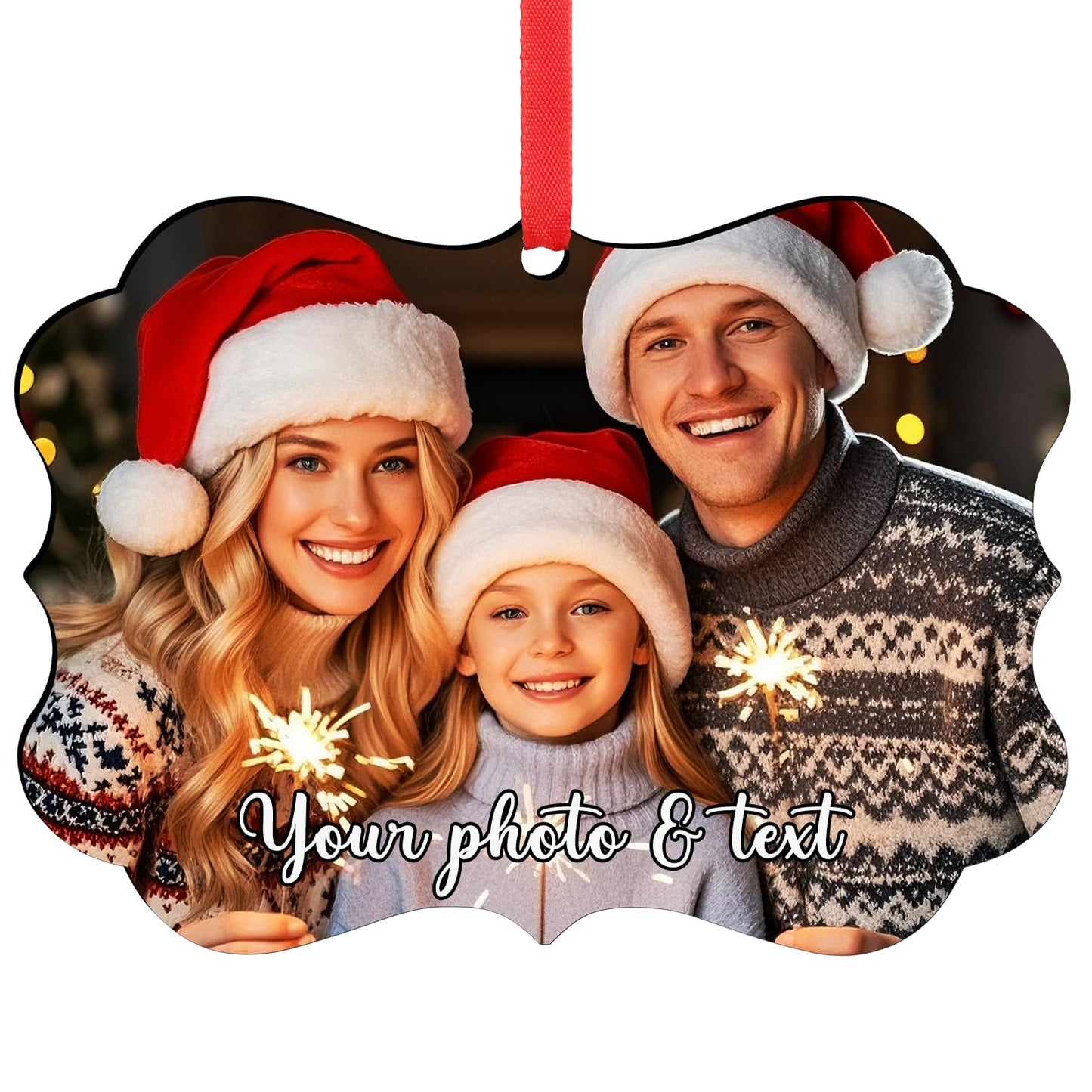 Personalized Family Christmas Ornaments 2026, Custom Photo Ornaments for Christmas Tree Decorations, Baby Shower, Engaged, Married, Family, Friends, Wood Keepsake Gift