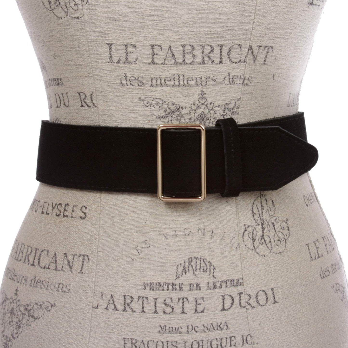 Beltiscool Women's 2" Wide High Waist Pull-Through Prong-less No Holes Plain Suede Dress Belt, Black | s/m 29"~32"