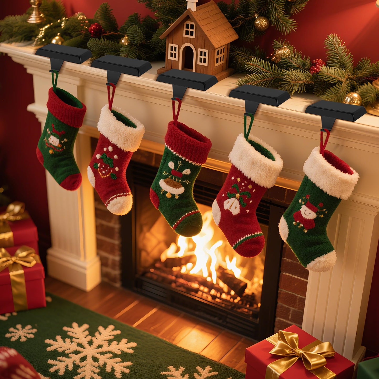 Doitory Christmas Stocking Holder Hanger for Mantle,4 Pack for Xmas Decorations Lightweight and Adjustable for Fireplace Home Decoration