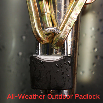 SEPOX® Twins 1-9/16" All-Weather Outdoor Padlocks Keyed Alike, Long Shackle, Solid Steel Lock, Heavy-Duty with Black Cover, Design for Gate Fence Cabinet Toolbox School Gym Locker with 2pcs Same Key