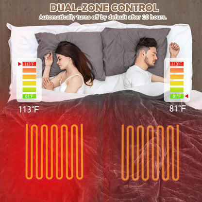 HOW'S MY HOUSE Heated Blanket Throw 50" x 60", Electric Blanket with 12 Time Settings & 6 Heating Levels, Over-Heat Protection, Flannel Sherpa Super Cozy with ETL Certification, Gray