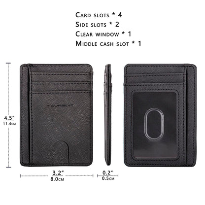 TOURSUIT Travel Minimalist Slim Front Pocket Wallet for Men Women, RFID Blocking Credit Card Holder Case (Cross Black)