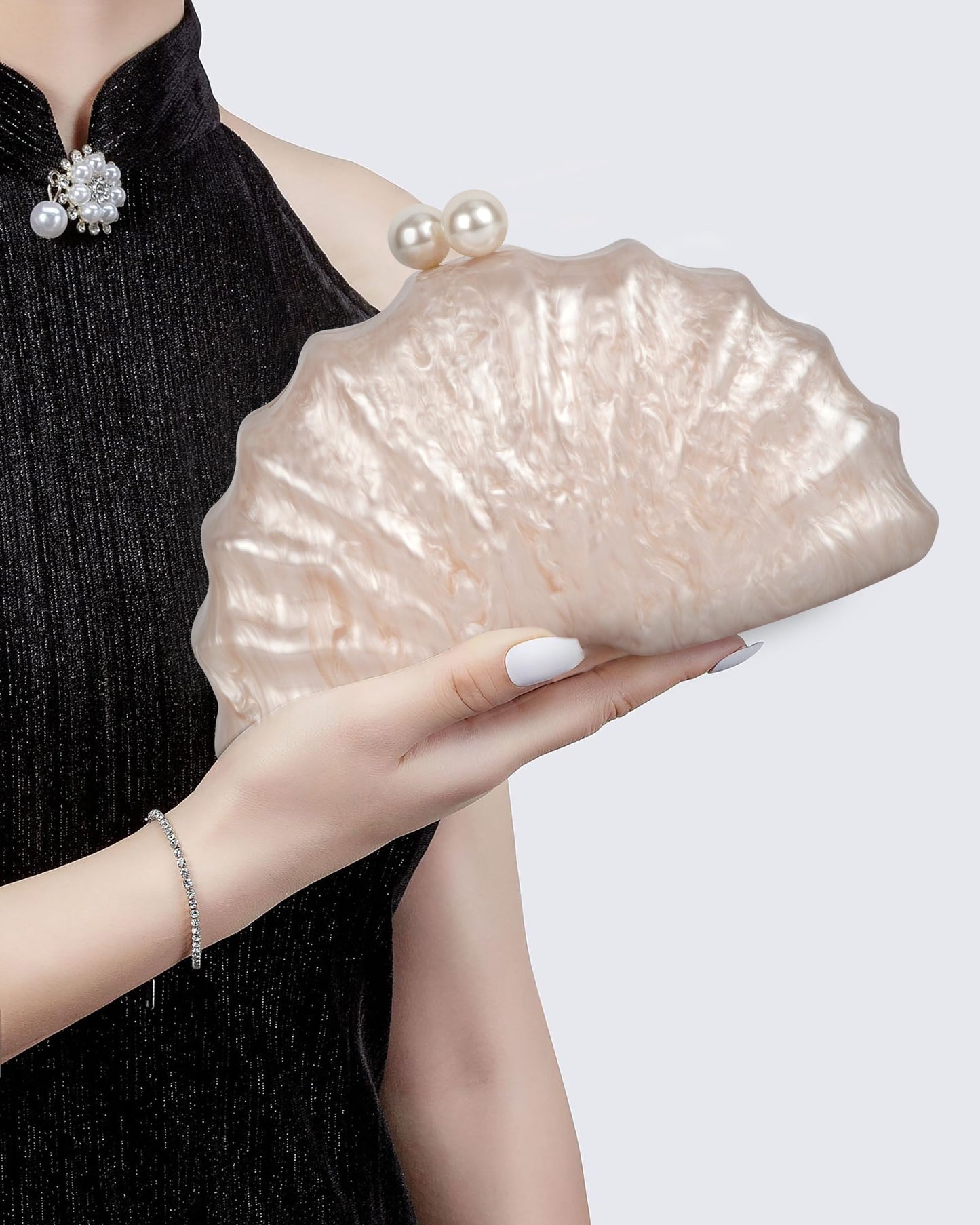 Women Seashell Evening Bag Purse Mermaid Chain Strap Clutch Handbag Shoulder Bag