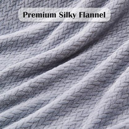 NEWCOSPLAY Super Soft Throw Blanket Grey Premium Silky Flannel Fleece Leaves Pattern Lightweight Bed Blanket All Season Use (Grey, Throw(50"x60"))