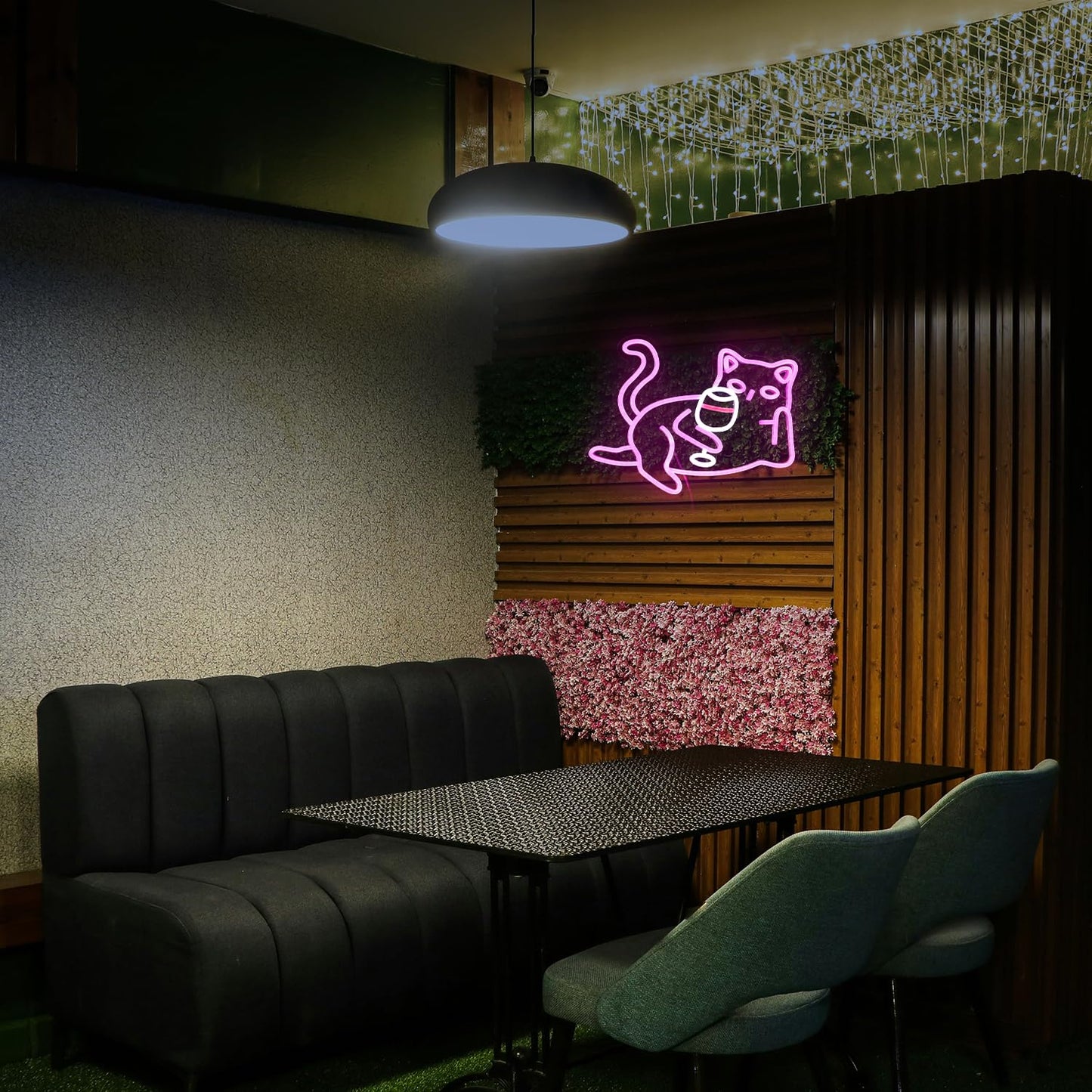Cat Wine Glasses Neon Sign Dimmable LED Light Pink Cat For Wall Decoration Cocktail Neon Lights Powered By USB Light Up Signs For Bar Decor Living Room Cat cafe Art Dinning Room Cat Lover Gift