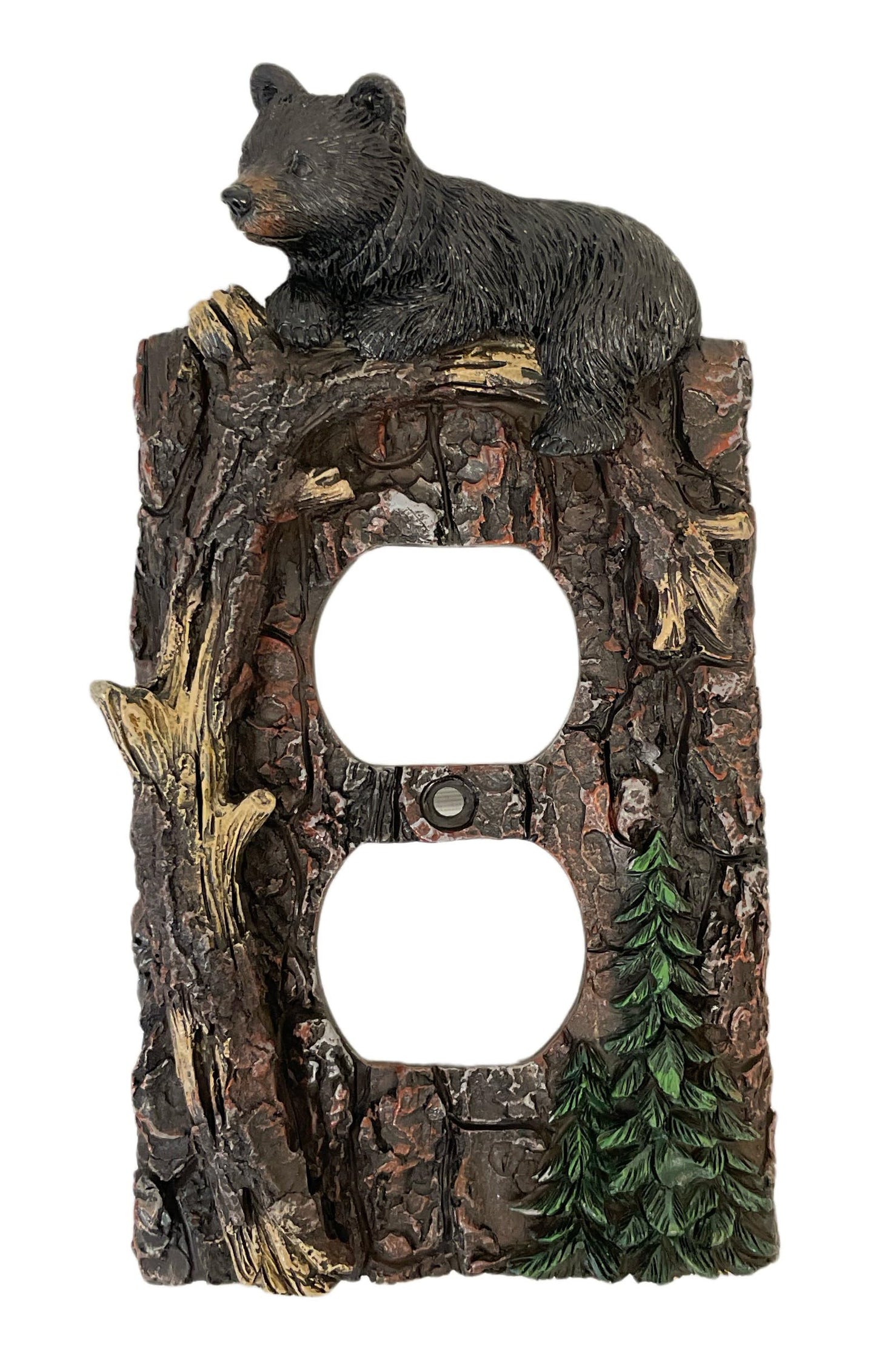 De Leon Collections 14212 Black Bear Cub 6 Inch Polyresin Wildlife Nature Lodge Cabin Home Décor Decorative Electric Outlet Wall Cover Plate
