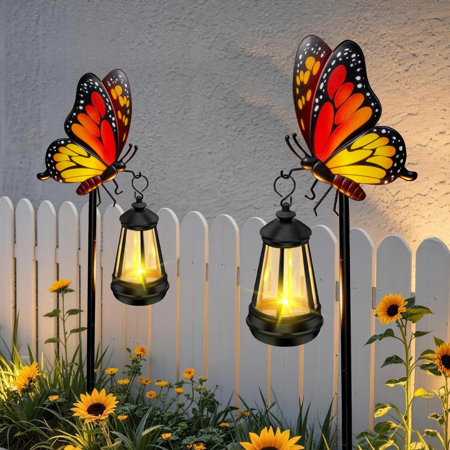 Solar Lights Outdoor Waterproof Butterfly Garden Decor,32.28in Garden Butterfly Stakes with Solar Lights,Birthday Gifts for Women Mom,Metal Decorative Lights for Yard Art Outside Patio Porch Lawn
