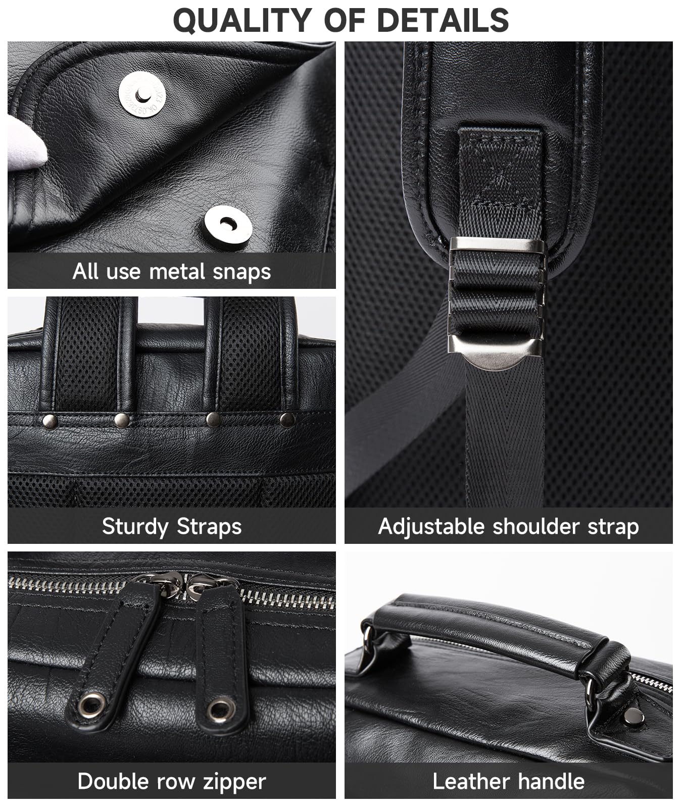 MATE ELAN Leather Backpack Laptop 15.6 inch Lightweight Retro Business College Casual Travel Overnight Daypack Work backpack black Gift