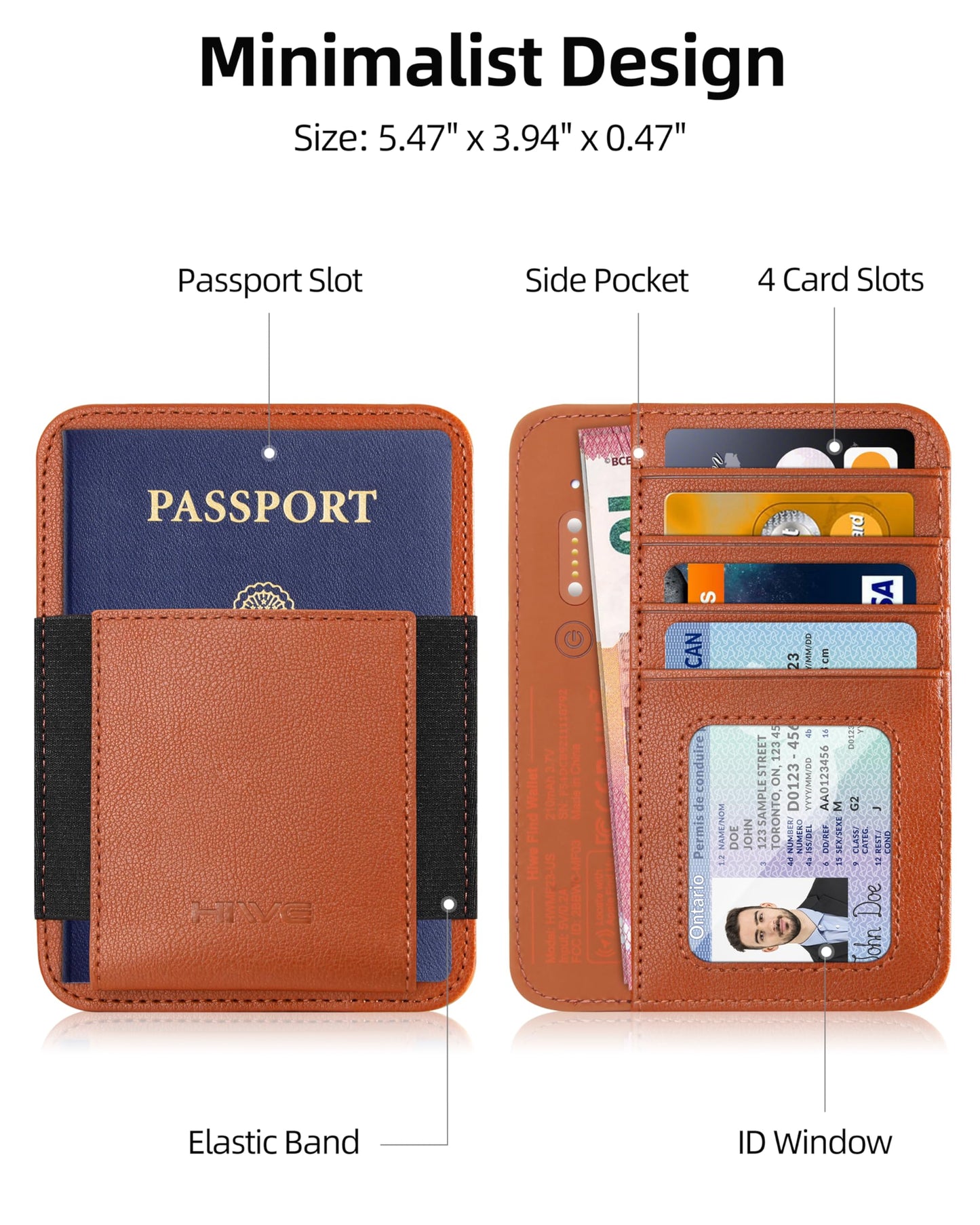 Passport Holder with Find My, RFID Leather Minimalist for Travel, Fit 4 Cards & 2 Passport