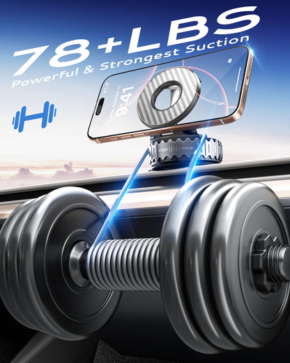 Car Phone Holder for Magsafe [78+LBS Hyper Suction & 4400gf Strongest Magnetic] 360°Adjustable Car Phone Mount Car Accessories Phone Holders for Your Car/ Gym/ Mirror for iPhone 17 Pro Max & Android