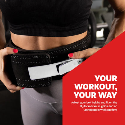 Hawk Sports Weightlifting Belt for Men and Women, 10mm x 4" Genuine Leather Lever Belt for Bodybuilding, Perfect for Deadlifting, Powerlifting, and Squats - Medium, Silver/Black
