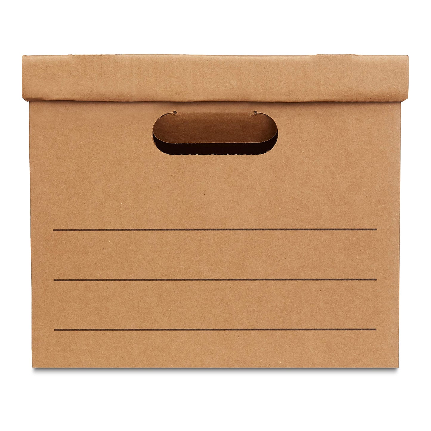 Amazon Basics Moving and Storage Boxes with Handles and Lift-Off Lids, File Storage, Collapsible, 15x10x12 in, Brown, 20-Pack