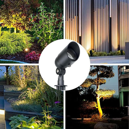 Lumina Lighting® 4W Landscape Lighting 12V Landscape Lights Low Voltage Landscape Spotlights Warm White Waterproof Outdoor Replaceable LED Bulb for Garden, Lawn, Porch, Patio and Yard (Black, 6-Pack)