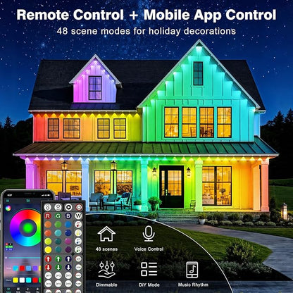 LITSOUL 100FT Permanent Outdoor Lights for House Waterproof, Smart RGB Eave LED Lighting with 16 Million Colors, IP67 Outdoor Strip Lights for Christmas Halloween Holiday Daily Decorations (100FT)