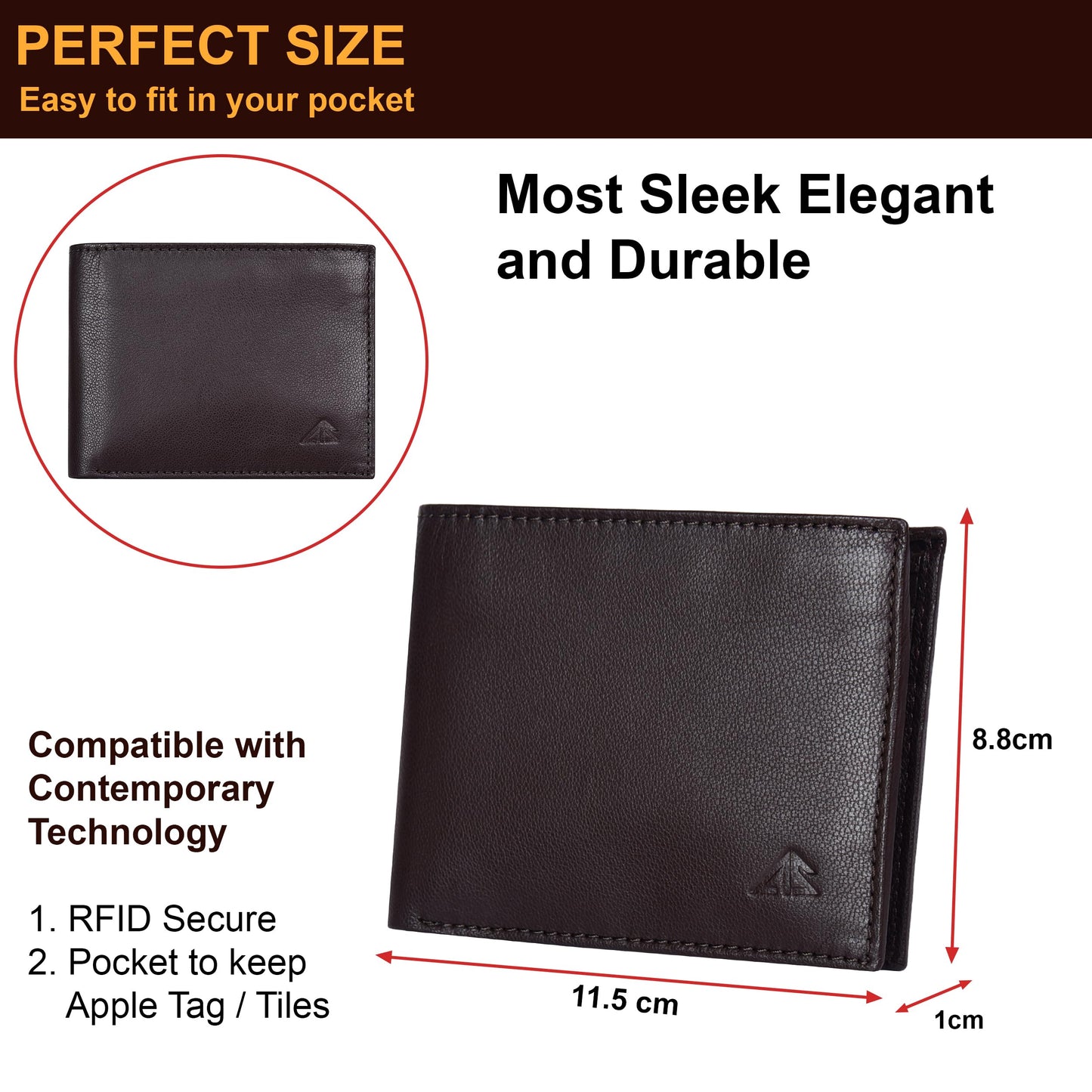 ASAD Leather Bifold Wallets For Men with 2 Note Compartment, 6 Card Slots, 2 Slip Pocket & 1 ID Slot, Genuine Leather Bifold Wallet for Men, RFID Blocking, Slim Wallet | Brown