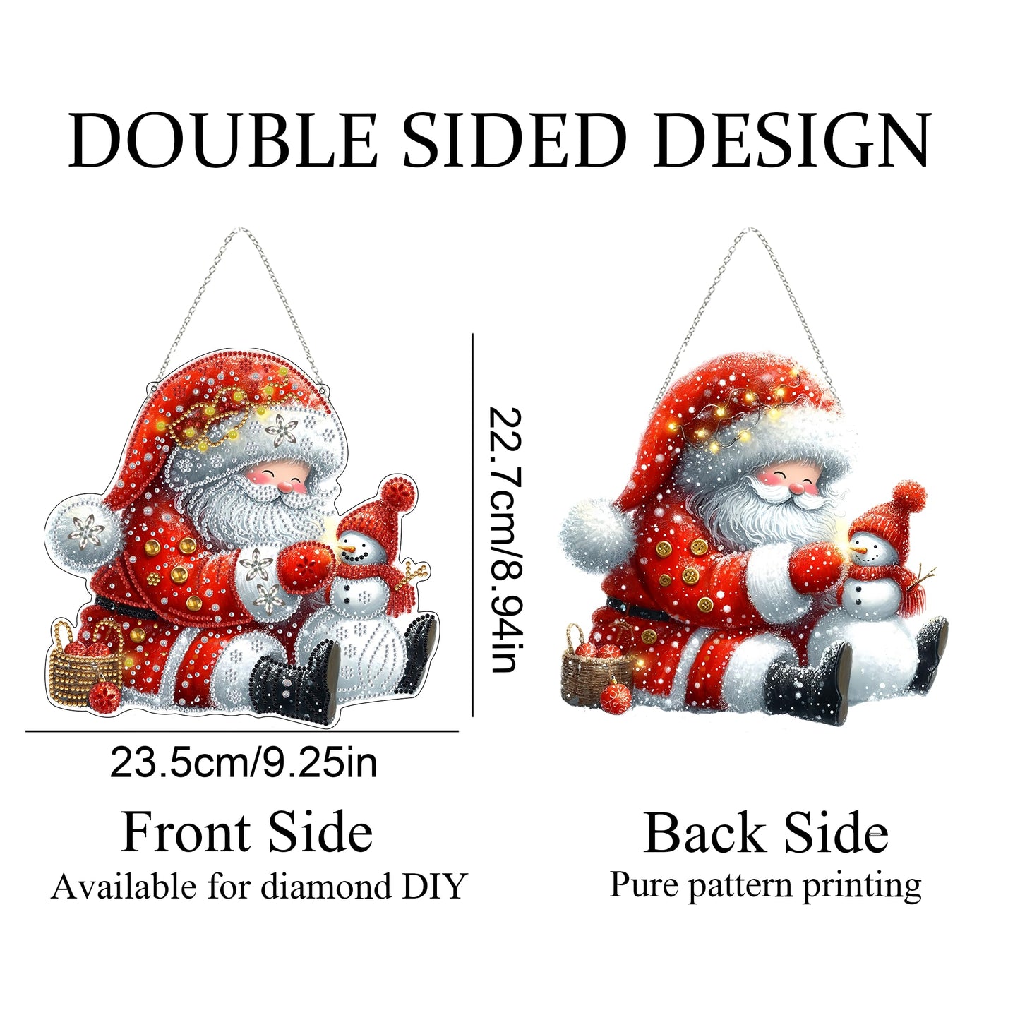 JJFox Diamond Art Hanging Kit for Adult,Special Shaped Rhinestone,DIY Acrylic 5D Diamond Art Painting Window Pendants Home Garden Wall Hanging Kits Hanging Ornament,Double Sided. (Father Christmas)