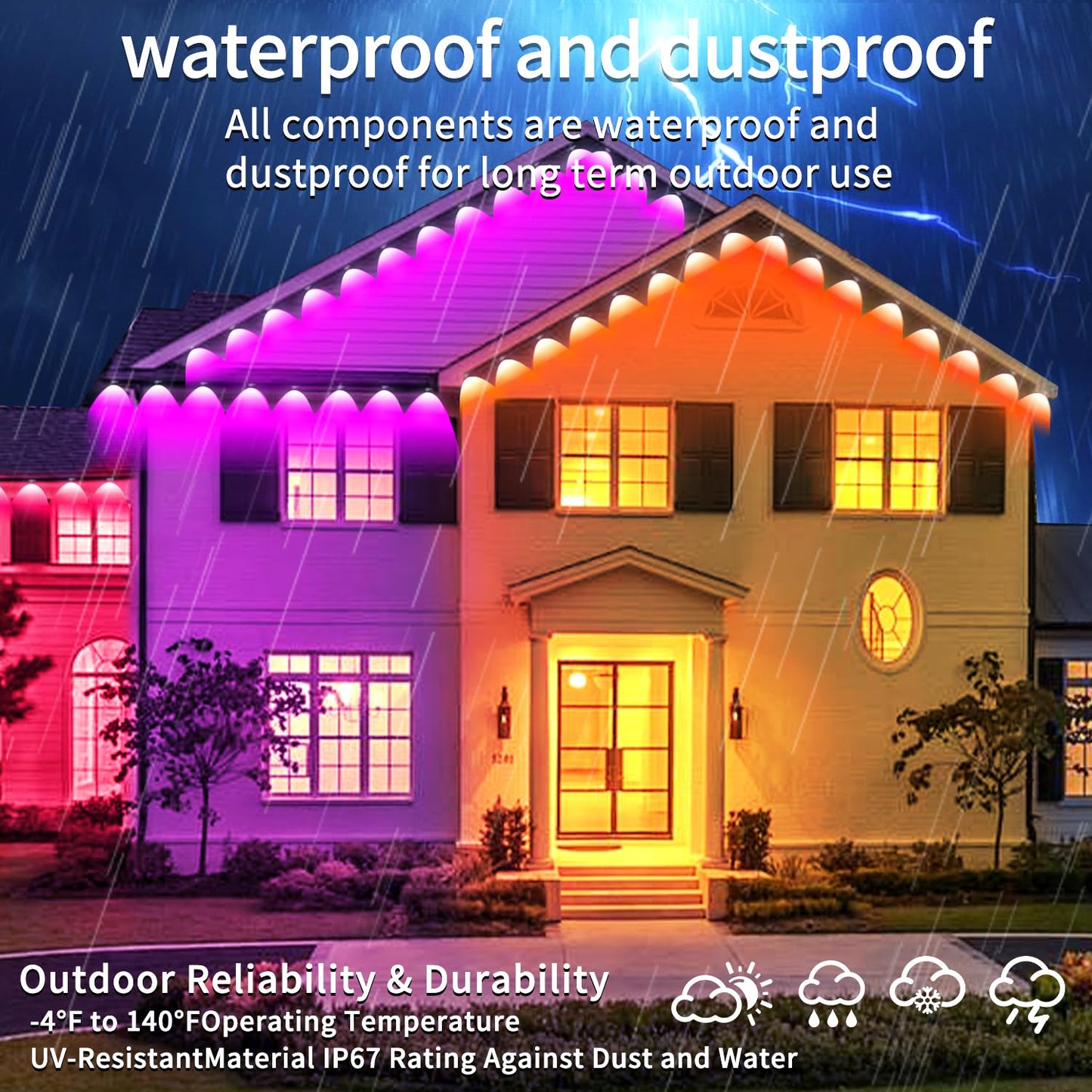 Rroetxi 300FT Permanent Outdoor Lights, IP67 Waterproof LED Lights, App/Remote Control Outside Light, Permanent Christmas Lights for House Christmas Party Festival Decoration (2 Rolls, 150 FT)