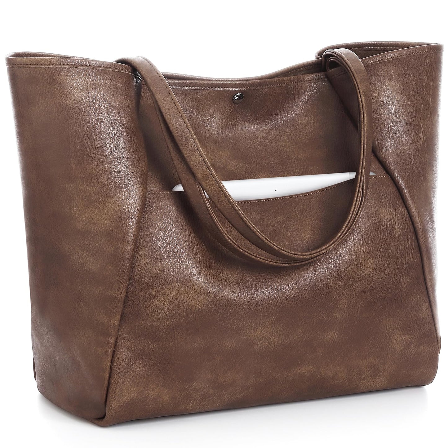 Large Tote Bag for Women Work 25L Travel Vegan Leather Ladies Handbags Weekender Purses Dark Brown