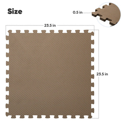 32 Pack Home Gym Mat, Puzzle Exercise Mat, EVA Interlocking Foam Floor Tiles for Home Workout Equipment and Kids' Play Areas - Blue, 24 in x 24 in x ½ in - (Brown, 32 Pack(128 SQ FT))