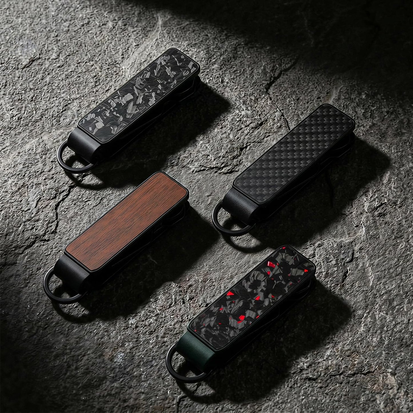 CAXGEK Wooden Key Organizer - Aluminum Wooden Key Organizer holder, Minimalist Innovative Keychain.