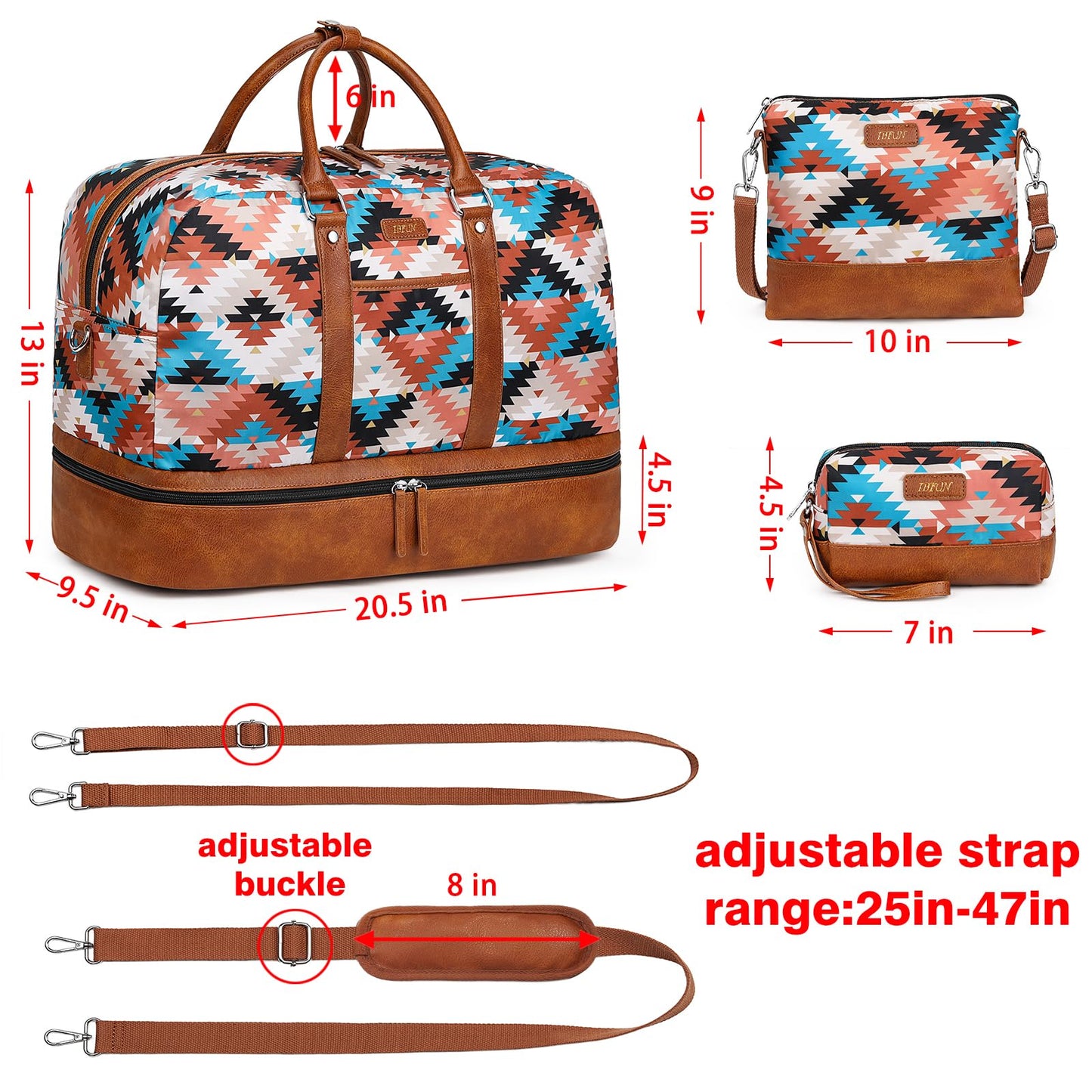 Weekender Bags for Women, 3PCS 21" Large Travel Duffle Carry on with Crossbody Bag & Toiletry Bag, Water-Resistant Shoe Compartment, Trolley Sleeve, for Business Weekend Overnight Trips