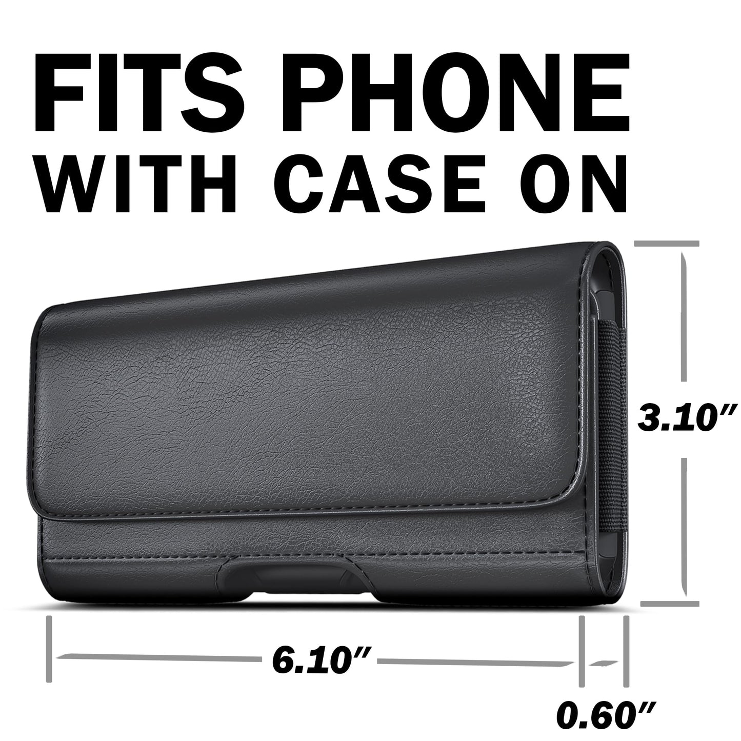 DeBin Cell Phone Case for iPhone 16 16e 15 14 13 12 11 Xs Xs & Pro Models, Leather Belt Clip Holster with ID/Credit Card Pouch, Magnetic Cover - Black