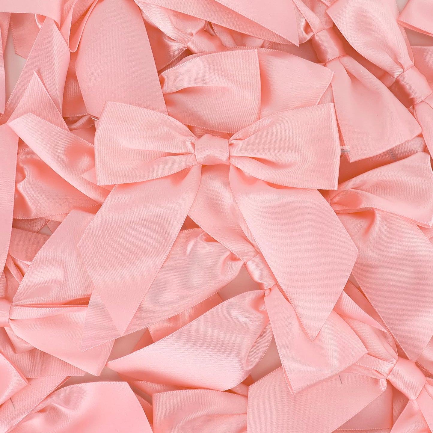 AIMUDI Baby Pink Satin Ribbon Bows 4.5" Pre-Tied Bows with Twist Ties for Gift Wrapping Treat Bags Boxes Baby Shower Wedding Party Favors Valentine's Day Decorations, 36 PCs